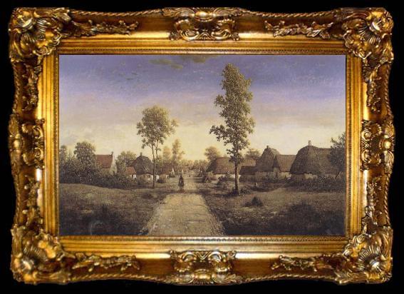framed  Pierre etienne theodore rousseau The Village of Becquigny, ta009-2